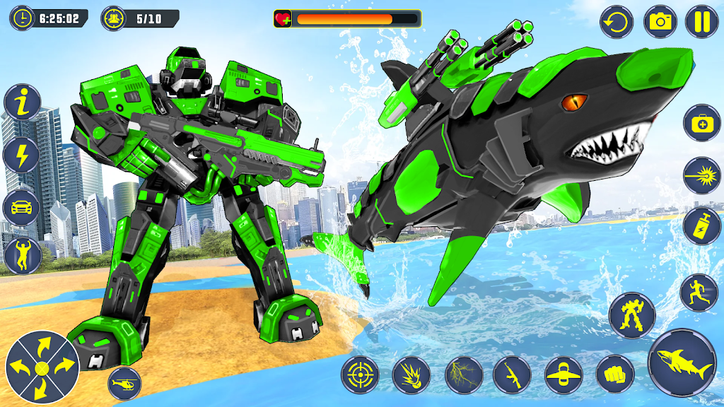 Shark Robot Car Transform Game