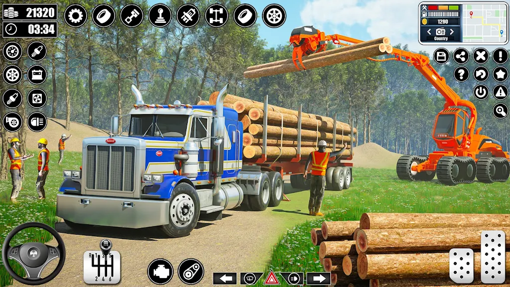 Log Transporter Truck Driving